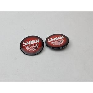 SET OF 2 Sabian Cymbals Button Pin Pinback Music Drummer Gear